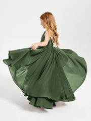 Robes de Demoiselle d'Honneur Junior en Mousseline Olive Verte