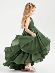Robes de Demoiselle d'Honneur Junior en Mousseline Olive Verte