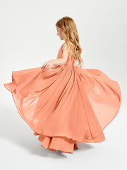 Robes de Demoiselle d'Honneur Junior en Mousseline Papaye