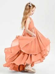 Robes de Demoiselle d'Honneur Junior en Mousseline Papaye