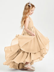 Robes de Demoiselle d'Honneur Junior en Mousseline Pêche