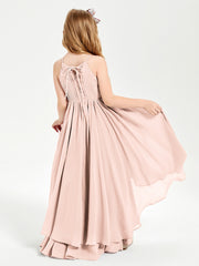 Robes de Demoiselle d'Honneur Junior en Mousseline Rose Perle
