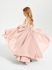 Robes de Demoiselle d'Honneur Junior en Mousseline Rose Perle