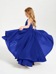 Robes de Demoiselle d'Honneur Junior en Mousseline Bleu Royale