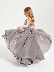 Robes de Demoiselle d'Honneur Junior en Mousseline Argent