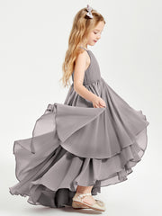 Robes de Demoiselle d'Honneur Junior en Mousseline Argent