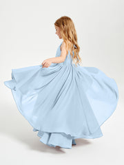 Robes de Demoiselle d'Honneur Junior en Mousseline Bleu Ciel