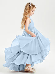 Robes de Demoiselle d'Honneur Junior en Mousseline Bleu Ciel