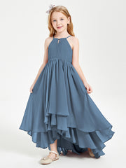 Robes de Demoiselle d'Honneur Junior en Mousseline Bleu de Schiste