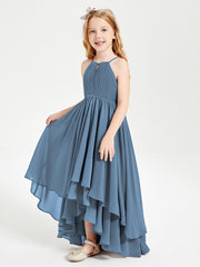 Robes de Demoiselle d'Honneur Junior en Mousseline Bleu de Schiste