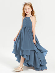 Robes de Demoiselle d'Honneur Junior en Mousseline Bleu de Schiste