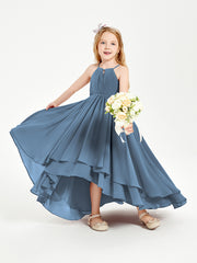 Robes de Demoiselle d'Honneur Junior en Mousseline Bleu de Schiste