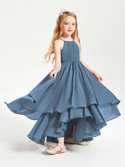 Robes de Demoiselle d'Honneur Junior en Mousseline Bleu de Schiste