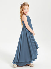 Robes de Demoiselle d'Honneur Junior en Mousseline Bleu de Schiste