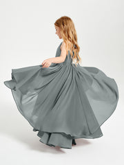 Robes de Demoiselle d'Honneur Junior en Mousseline Gris Acier
