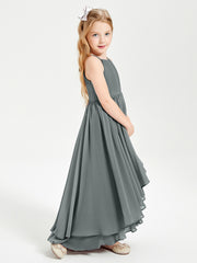 Robes de Demoiselle d'Honneur Junior en Mousseline Gris Acier