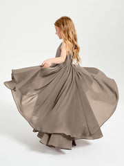 Robes de Demoiselle d'Honneur Junior en Mousseline Taupe