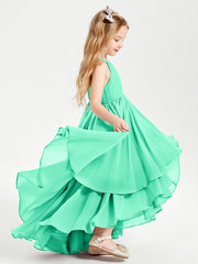 Robes de Demoiselle d'Honneur Junior en Mousseline Turquoise