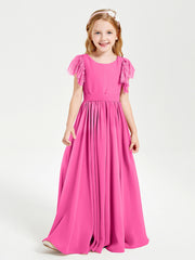 Robes de Demoiselle d'Honneur Junior avec Manches Flottantes en Dentelle Azalée
