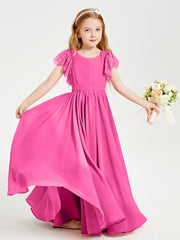 Robes de Demoiselle d'Honneur Junior avec Manches Flottantes en Dentelle Azalée