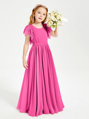 Robes de Demoiselle d'Honneur Junior avec Manches Flottantes en Dentelle Azalée