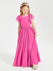 Robes de Demoiselle d'Honneur Junior avec Manches Flottantes en Dentelle Azalée