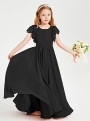 Robes de Demoiselle d'Honneur Junior avec Manches Flottantes en Dentelle Noir