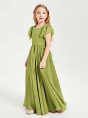 Robes de Demoiselle d'Honneur Junior avec Manches Flottantes en Dentelle Trèfle