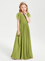 Robes de Demoiselle d'Honneur Junior avec Manches Flottantes en Dentelle Trèfle