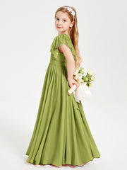 Robes de Demoiselle d'Honneur Junior avec Manches Flottantes en Dentelle Trèfle