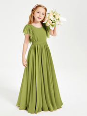 Robes de Demoiselle d'Honneur Junior avec Manches Flottantes en Dentelle Trèfle
