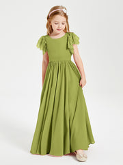 Robes de Demoiselle d'Honneur Junior avec Manches Flottantes en Dentelle Trèfle