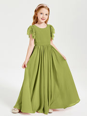 Robes de Demoiselle d'Honneur Junior avec Manches Flottantes en Dentelle Trèfle