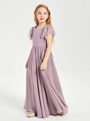 Robes de Demoiselle d'Honneur Junior avec Manches Flottantes en Dentelle Dusk