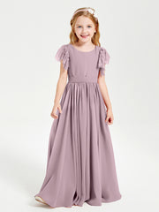 Robes de Demoiselle d'Honneur Junior avec Manches Flottantes en Dentelle Dusk