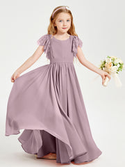 Robes de Demoiselle d'Honneur Junior avec Manches Flottantes en Dentelle Dusk