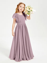 Robes de Demoiselle d'Honneur Junior avec Manches Flottantes en Dentelle Dusk