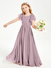 Robes de Demoiselle d'Honneur Junior avec Manches Flottantes en Dentelle Dusk