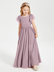 Robes de Demoiselle d'Honneur Junior avec Manches Flottantes en Dentelle Dusk
