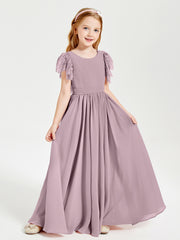 Robes de Demoiselle d'Honneur Junior avec Manches Flottantes en Dentelle Dusk