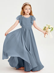 Robes de Demoiselle d'Honneur Junior avec Manches Flottantes en Dentelle Bleu Poudré