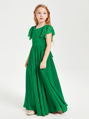 Robes de Demoiselle d'Honneur Junior avec Manches Flottantes en Dentelle Emeraude