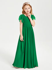 Robes de Demoiselle d'Honneur Junior avec Manches Flottantes en Dentelle Emeraude