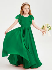 Robes de Demoiselle d'Honneur Junior avec Manches Flottantes en Dentelle Emeraude
