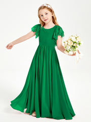 Robes de Demoiselle d'Honneur Junior avec Manches Flottantes en Dentelle Emeraude