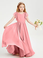 Robes de Demoiselle d'Honneur Junior avec Manches Flottantes en Dentelle Flamant