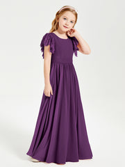 Robes de Demoiselle d'Honneur Junior avec Manches Flottantes en Dentelle Raisin