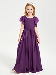 Robes de Demoiselle d'Honneur Junior avec Manches Flottantes en Dentelle Raisin