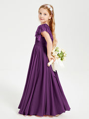 Robes de Demoiselle d'Honneur Junior avec Manches Flottantes en Dentelle Raisin