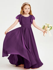 Robes de Demoiselle d'Honneur Junior avec Manches Flottantes en Dentelle Raisin